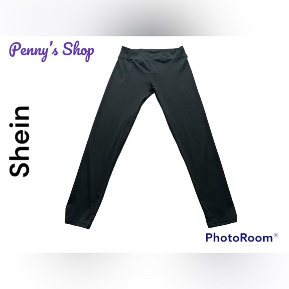 NWOT Shein women’s large black leggings with wide waist - Picture 1 of 7
